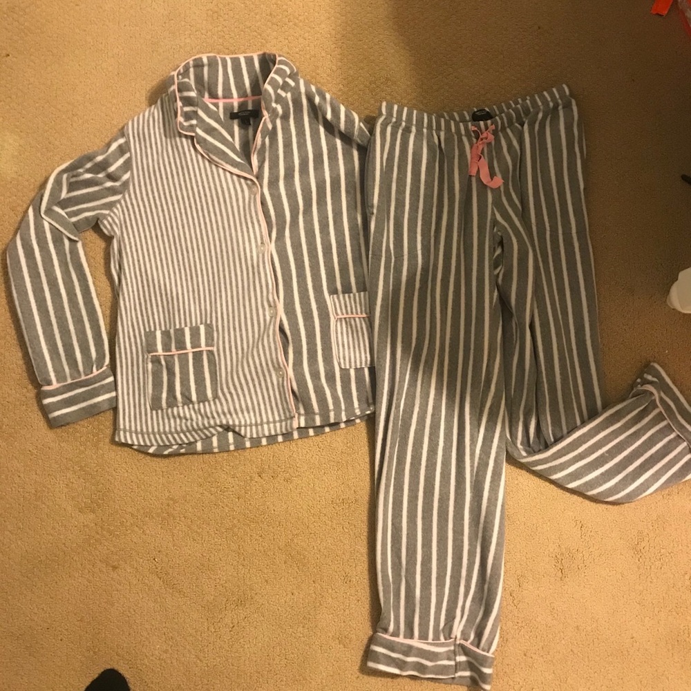 Vera Wang Grey and White Striped Pajamas, small